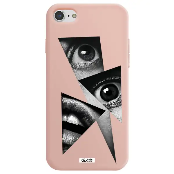 a close-up of a woman's eyes and lips Apple iPhone 7 Silicone pastel pink Case