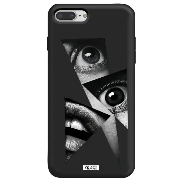 a close-up of a woman's eyes and lips Apple iPhone 8 plus Silicone black Case