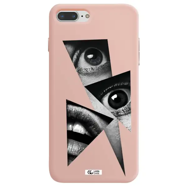 a close-up of a woman's eyes and lips Apple iPhone 8 plus Silicone pastel pink Case