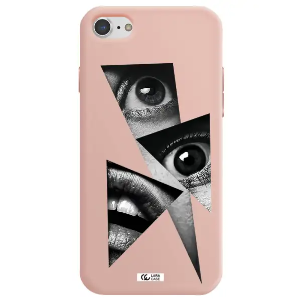 a close-up of a woman's eyes and lips Apple iPhone 8 Silicone pastel pink Case