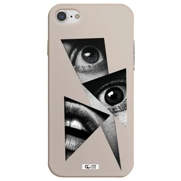 a close-up of a woman's eyes and lips Apple iPhone 8 Silicone Stone Case