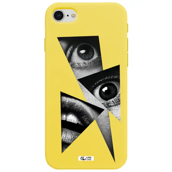 a close-up of a woman's eyes and lips Apple iPhone se 2020 Silicone canary yellow Case