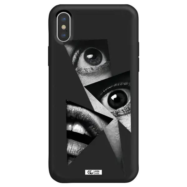 a close-up of a woman's eyes and lips Apple iPhone X Silicone black Case