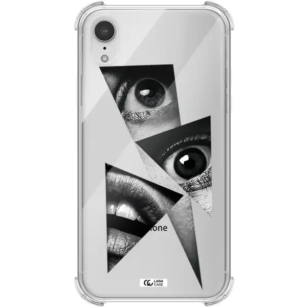 a close-up of a woman's eyes and lips Apple iPhone XR Clear PC Case