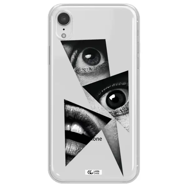 a close-up of a woman's eyes and lips Apple iPhone XR Clear TPU Case