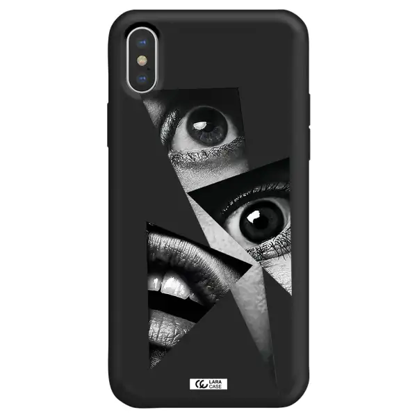 a close-up of a woman's eyes and lips Apple iPhone XS Silicone black Case