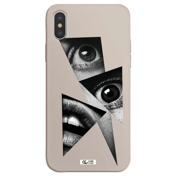 a close-up of a woman's eyes and lips Apple iPhone XS Silicone Stone Case