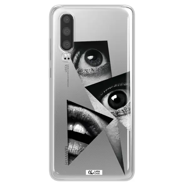 a close-up of a woman's eyes and lips Huawei P30 Clear TPU Case