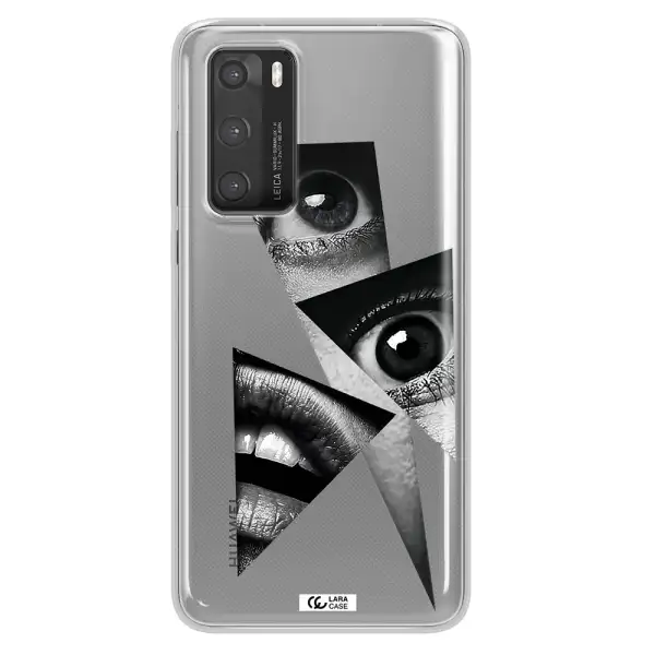 a close-up of a woman's eyes and lips Huawei P40 Clear TPU Case
