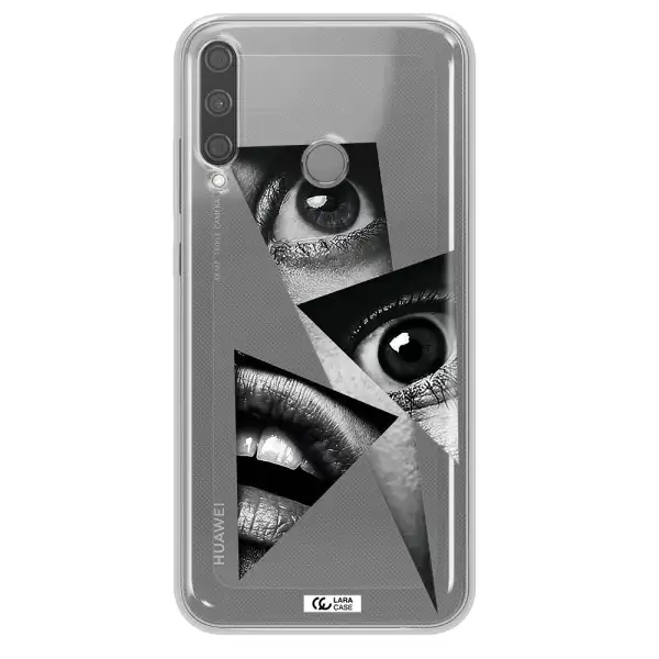 a close-up of a woman's eyes and lips Huawei P40 Lite E Clear TPU Case