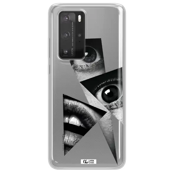 a close-up of a woman's eyes and lips Huawei P40 Pro Clear TPU Case