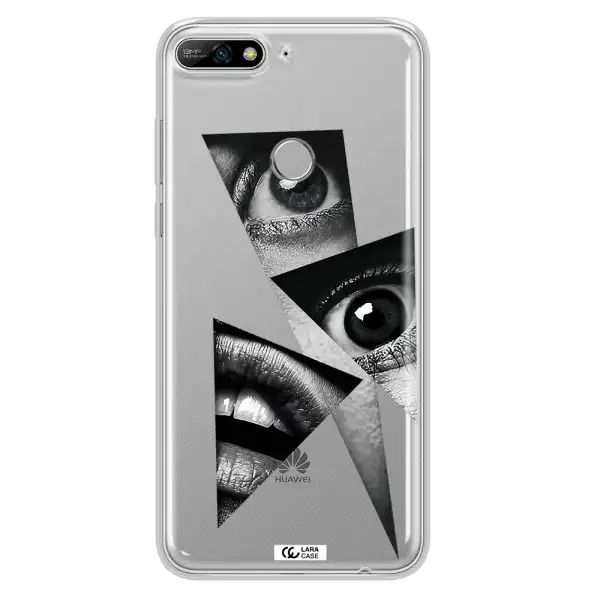 a close-up of a woman's eyes and lips Huawei Y7 2018 Clear TPU Case