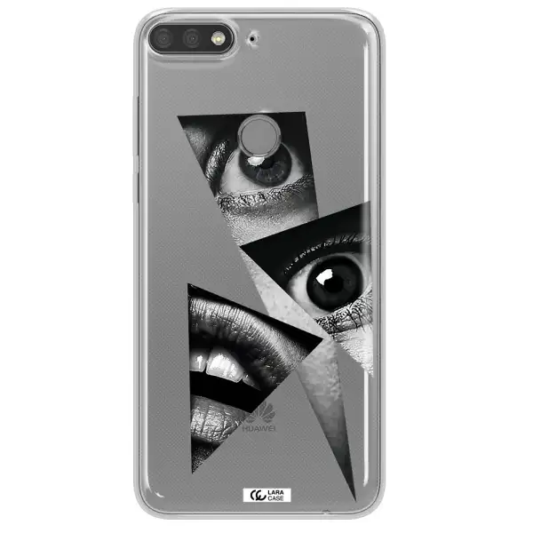 a close-up of a woman's eyes and lips Huawei Y7 Prime 2018 Clear TPU Case
