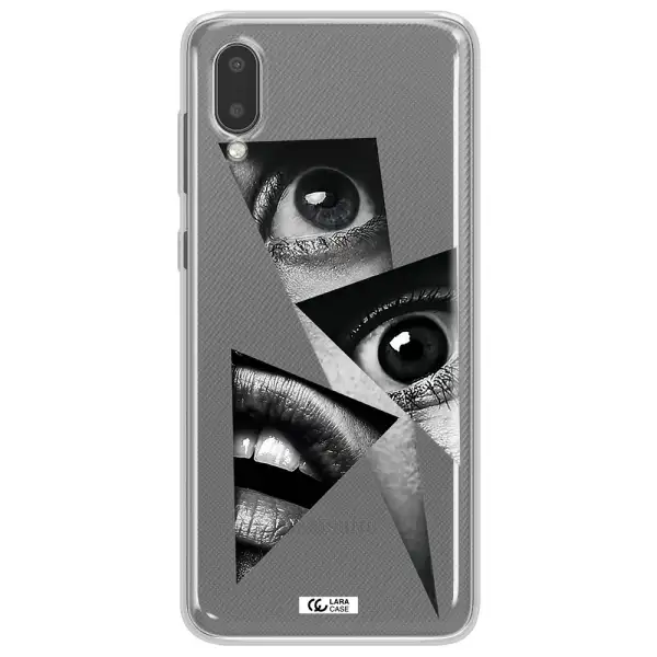 a close-up of a woman's eyes and lips Samsung A02 Clear TPU Case
