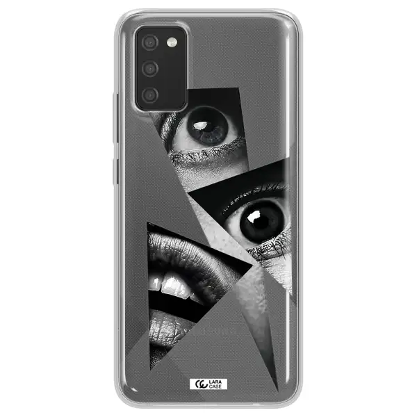 a close-up of a woman's eyes and lips Samsung A02S Clear TPU Case