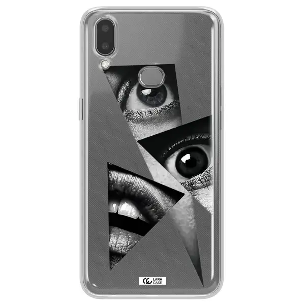 a close-up of a woman's eyes and lips Samsung A10S Clear TPU Case