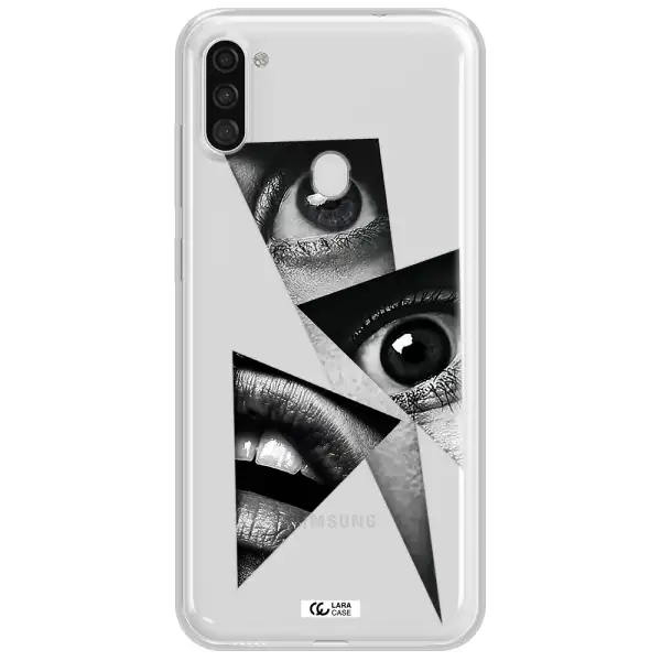 a close-up of a woman's eyes and lips Samsung A11 Clear TPU Case