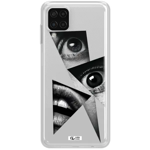 a close-up of a woman's eyes and lips Samsung A12 4g Clear TPU Case