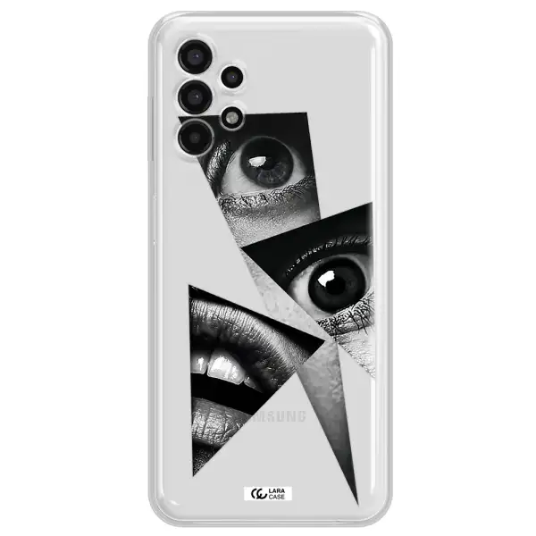 a close-up of a woman's eyes and lips Samsung A13 4g Clear TPU Case