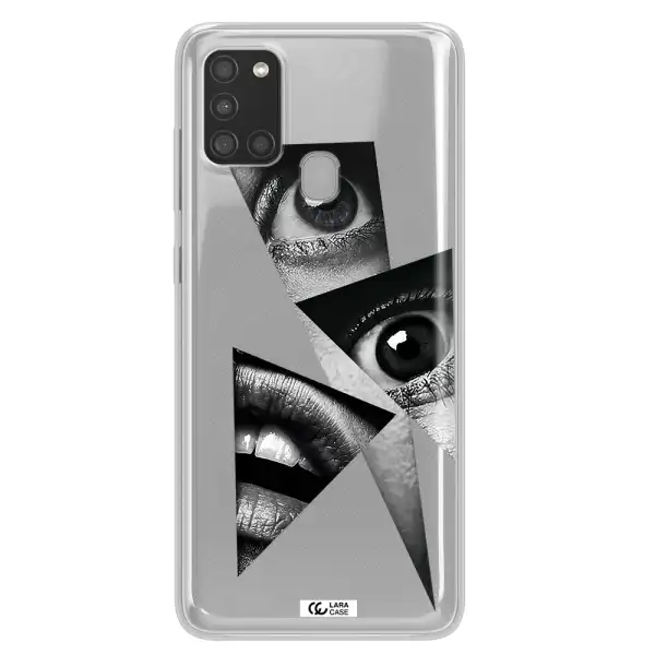 a close-up of a woman's eyes and lips Samsung A21S Clear TPU Case