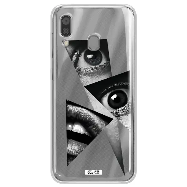 a close-up of a woman's eyes and lips Samsung A30 Clear TPU Case