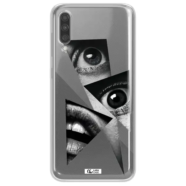 a close-up of a woman's eyes and lips Samsung A30S Clear TPU Case