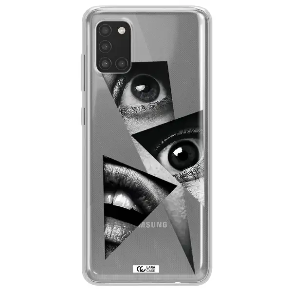 a close-up of a woman's eyes and lips Samsung A31 Clear TPU Case
