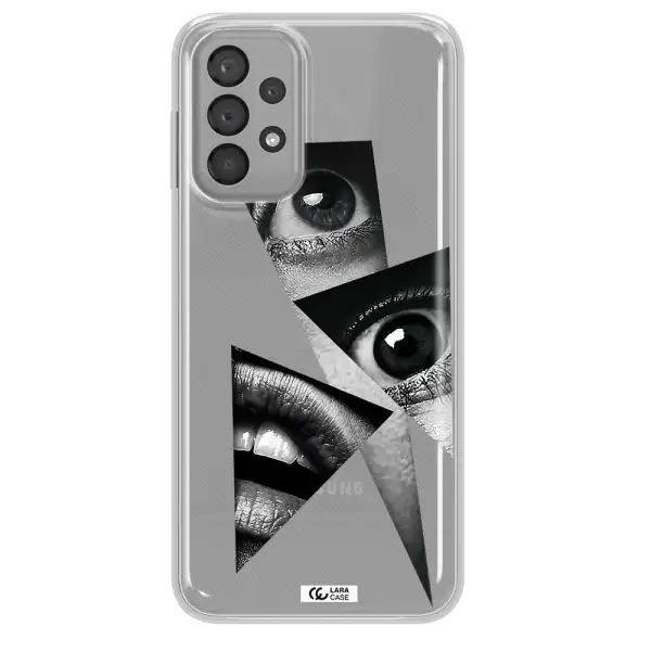 a close-up of a woman's eyes and lips Samsung A33 Clear TPU Case