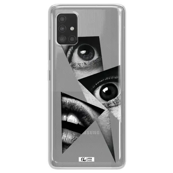 a close-up of a woman's eyes and lips Samsung A51 Clear TPU Case