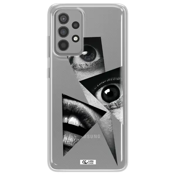 a close-up of a woman's eyes and lips Samsung A52 Clear TPU Case