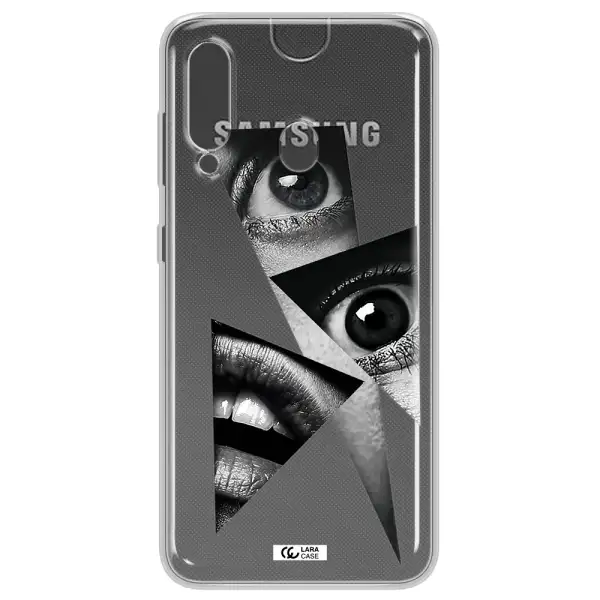 a close-up of a woman's eyes and lips Samsung A60 Clear TPU Case