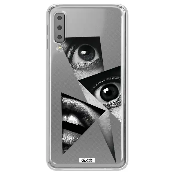 a close-up of a woman's eyes and lips Samsung A7 2018 Clear TPU Case