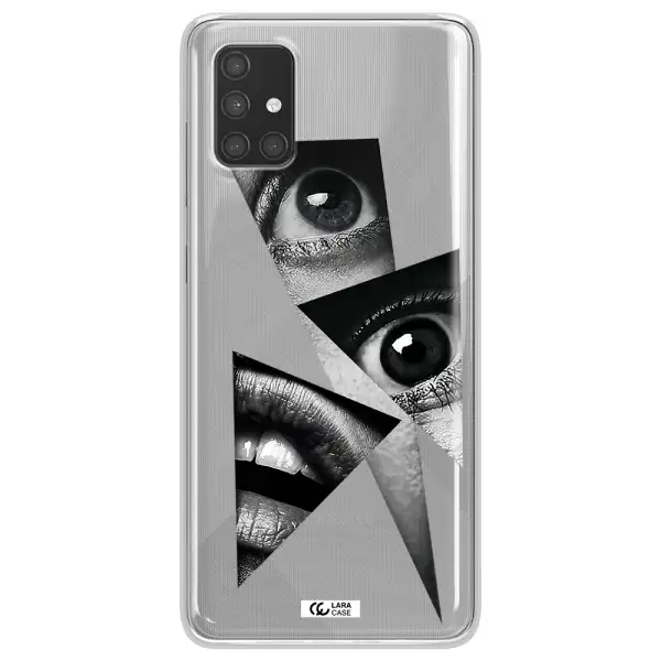 a close-up of a woman's eyes and lips Samsung A71 Clear TPU Case