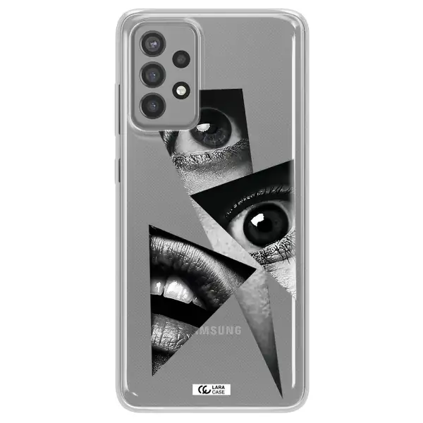 a close-up of a woman's eyes and lips Samsung A72 Clear TPU Case