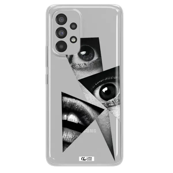 a close-up of a woman's eyes and lips Samsung A73 Clear TPU Case