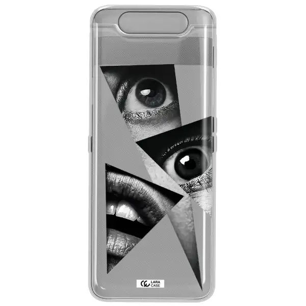 a close-up of a woman's eyes and lips Samsung A80 Clear TPU Case