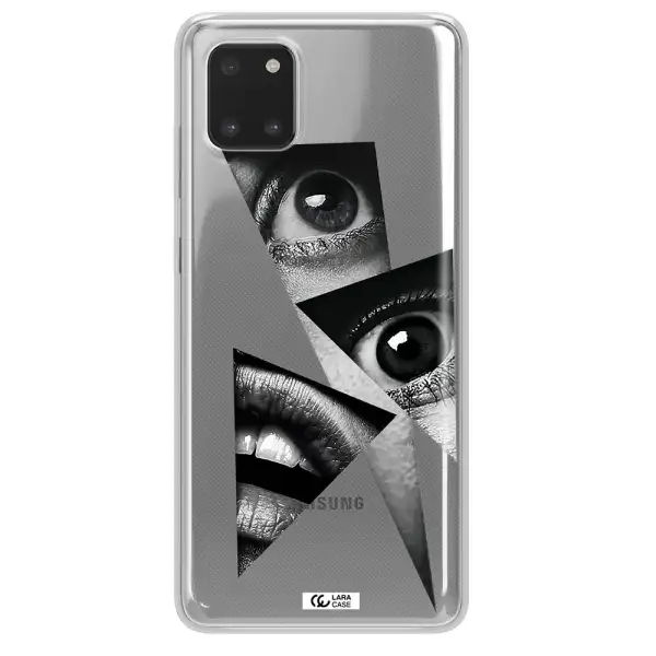 a close-up of a woman's eyes and lips Samsung A81 Clear TPU Case