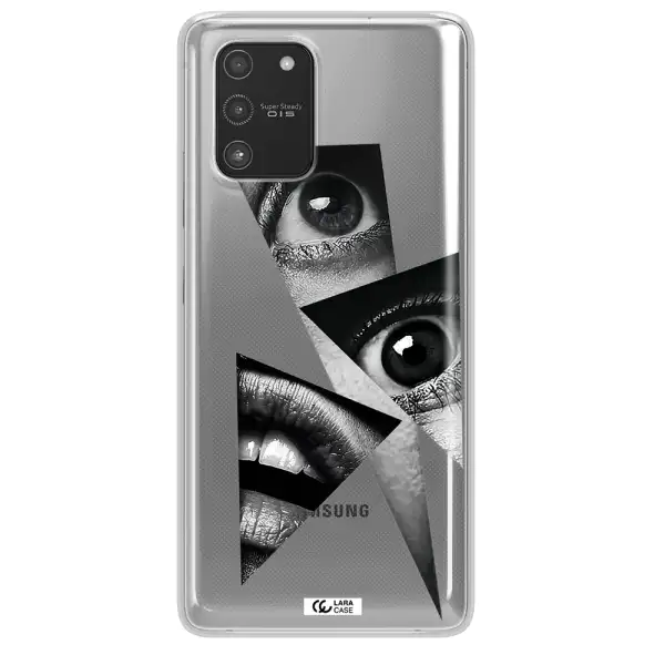 a close-up of a woman's eyes and lips Samsung A91 Clear TPU Case