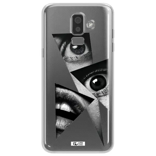 a close-up of a woman's eyes and lips Samsung J8 Clear TPU Case