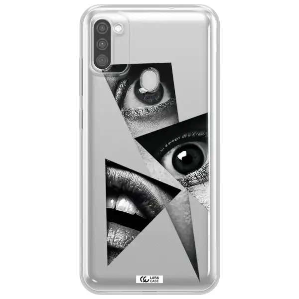 a close-up of a woman's eyes and lips Samsung M11 Clear TPU Case