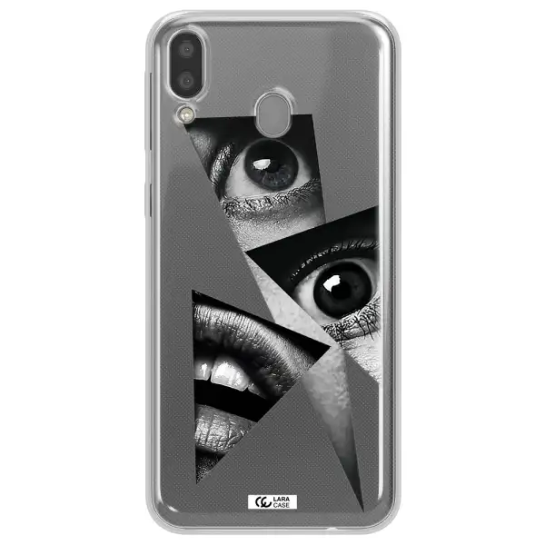 a close-up of a woman's eyes and lips Samsung M20 Clear TPU Case