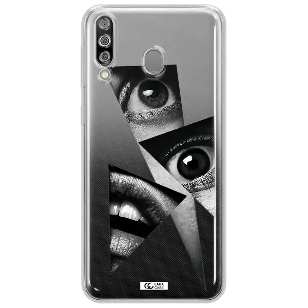a close-up of a woman's eyes and lips Samsung M30 Clear TPU Case