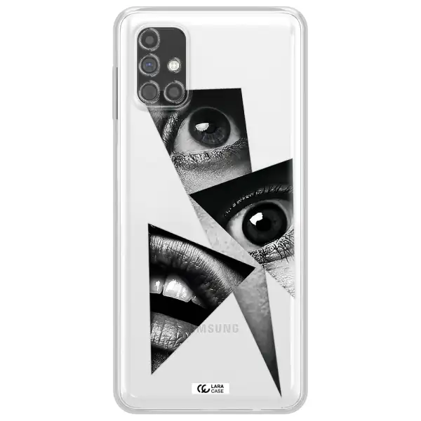 a close-up of a woman's eyes and lips Samsung M31S Clear TPU Case
