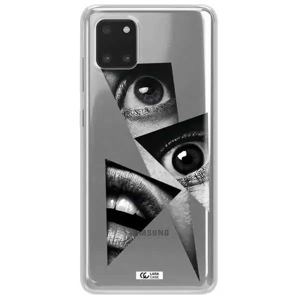a close-up of a woman's eyes and lips Samsung Note 10 Lite Clear TPU Case