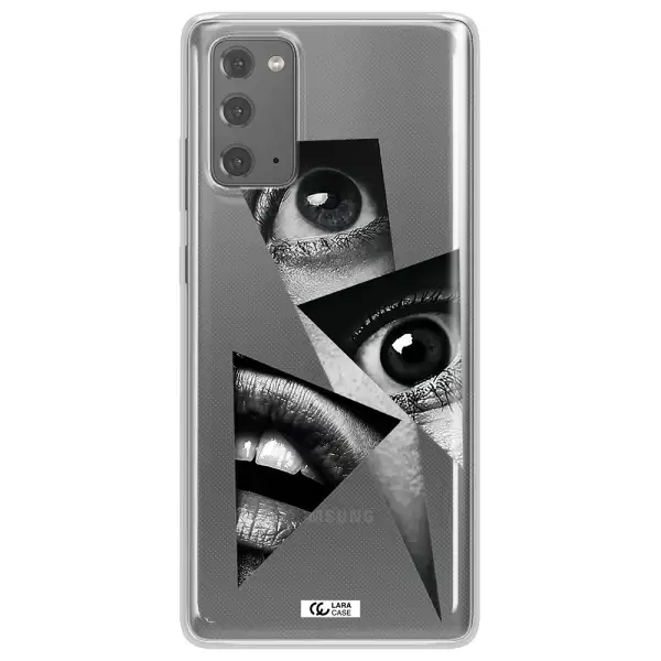 a close-up of a woman's eyes and lips Samsung Note 20 Clear TPU Case