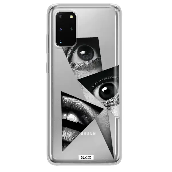 a close-up of a woman's eyes and lips Samsung S 20 Plus Clear TPU Case