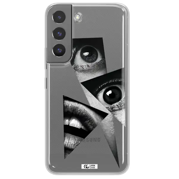 a close-up of a woman's eyes and lips Samsung S 22 Clear TPU Case