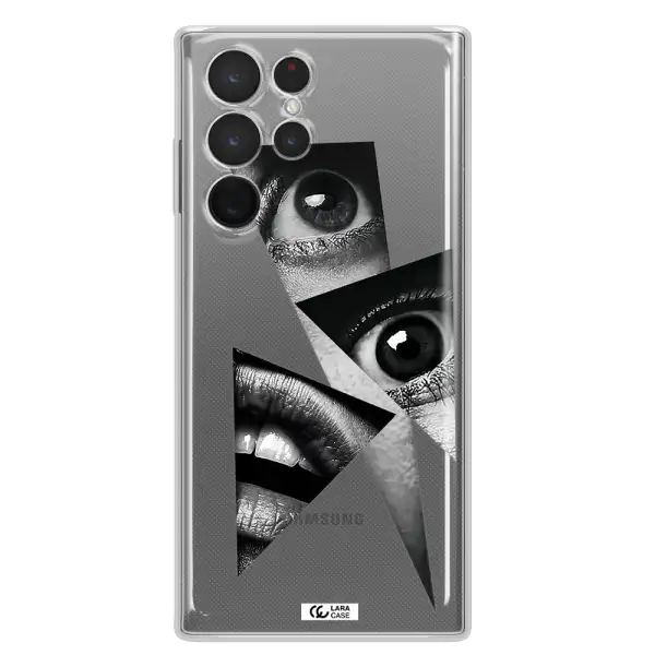 a close-up of a woman's eyes and lips Samsung S 22 Ultra Clear TPU Case