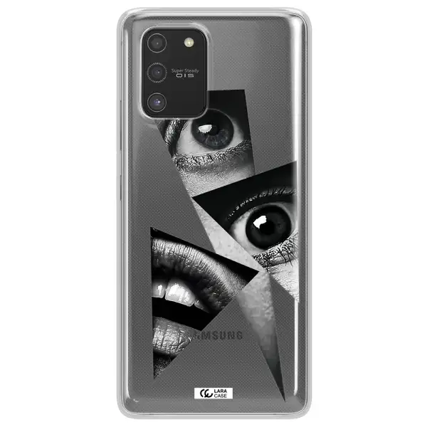 a close-up of a woman's eyes and lips Samsung S10 Lite Clear TPU Case