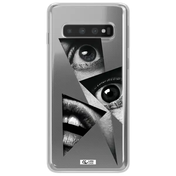 a close-up of a woman's eyes and lips Samsung S10 Plus Clear TPU Case